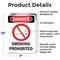 Signmission Smoking Prohibited Danger Sign, Vinyl Decal, 7in W x 10in L, 2PK OS-2PACK-DS-D-710-V-1575 - alternate 2